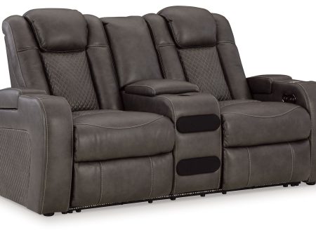 Fyne-dyme - Power Reclining Loveseat With Console Adj Hdrst For Sale