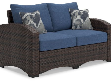 Windglow - Blue   Brown - Loveseat With Cushion Supply