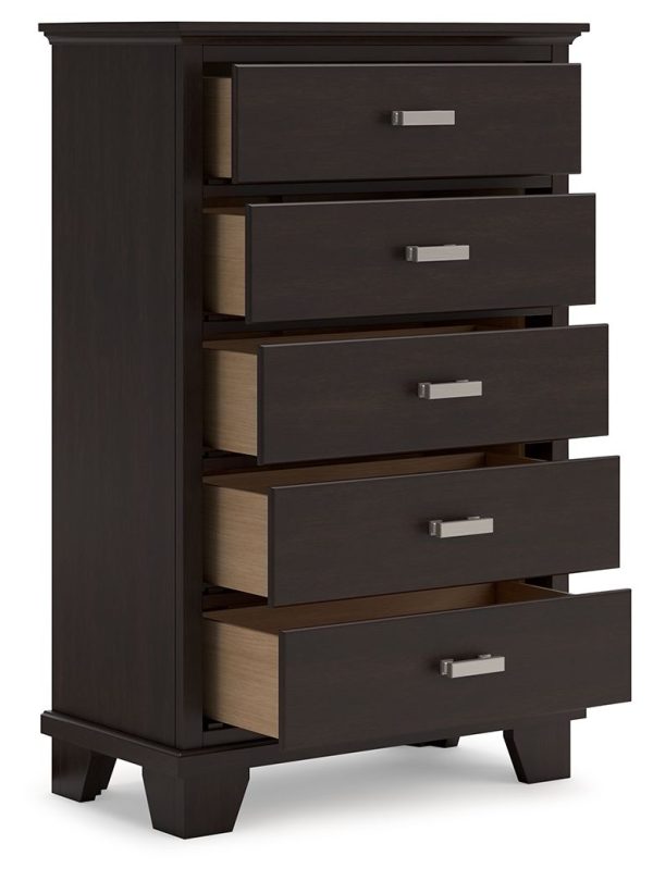 Covetown - Dark Brown - Five Drawer Chest Hot on Sale