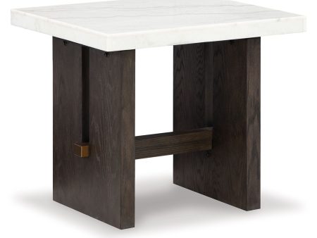 Burkhaus - White   Dark Brown - Rectangular End Table Hot on Sale