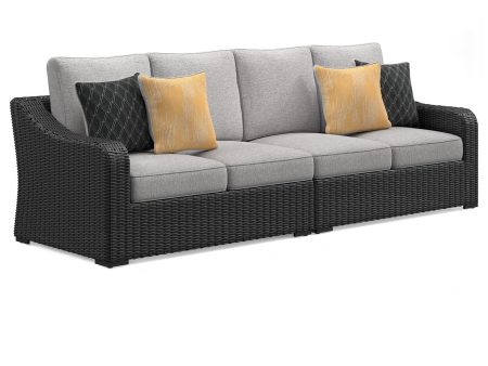 Beachcroft - Black   Light Gray - 2-Piece Outdoor Loveseat with Cushion on Sale