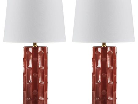 Jacemour - Burnt Umber - Ceramic Table Lamp (Set of 2) on Sale