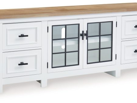 Ashbryn - White   Natural - Extra Large TV Stand Hot on Sale