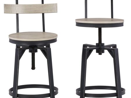 Karisslyn - Whitewash   Black - Swivel Barstool (Set of 2) Fashion