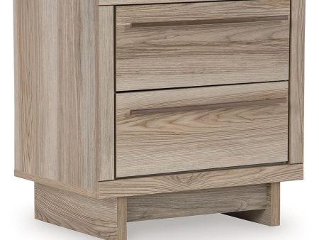 Hasbrick - Tan - Two Drawer Night Stand on Sale