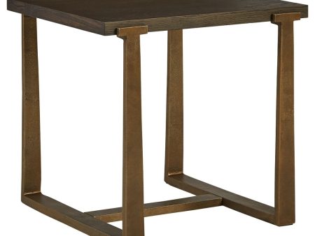 Balintmore - Brown   Gold Finish - Rectangular End Table For Sale