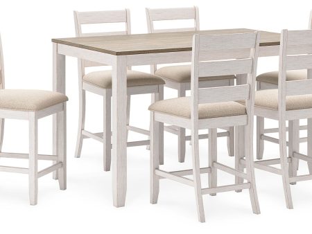 Skempton - White   Light Brown - Counter Height Dining Table and Bar Stools (Set of 7) Online Sale