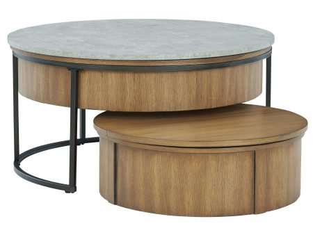 Fridley - Gray   Brown   Black - Nesting Cocktail Tables (Set of 2) Discount