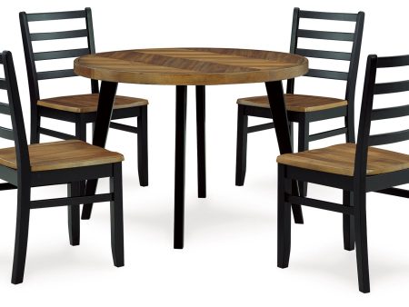 Blondon - Brown   Black - Dining Table and 4 Chairs (Set of 5) Online