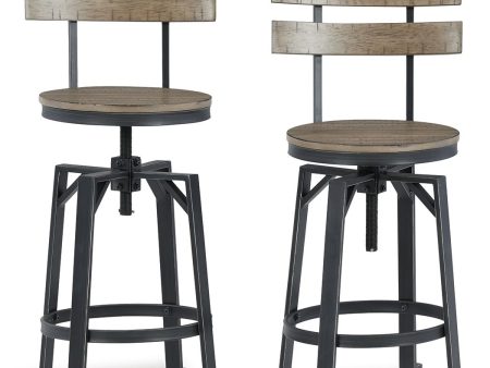 Lesterton - Light Brown   Black - Swivel Barstool (Set of 2) For Cheap