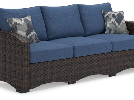 Windglow - Blue   Brown - Sofa With Cushion For Sale