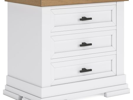 Ashbryn - White   Natural - Three Drawer Night Stand For Cheap