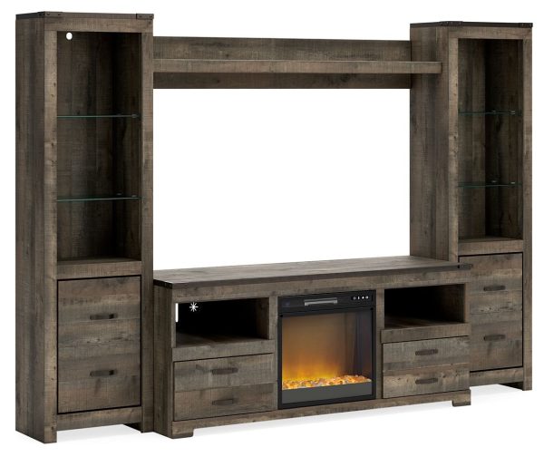 Trinell - 4-Piece Entertainment Center With TV Stand And Fireplace Insert Discount