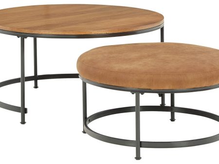 Drezmoore - Light Brown   Black - Nesting Cocktail Tables (Set of 2) For Sale