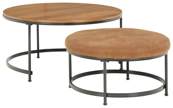 Drezmoore - Light Brown   Black - Nesting Cocktail Tables (Set of 2) For Sale