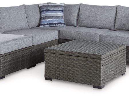 Petal Road - Gray - Loveseat Sectional, Ottoman, Table Set (Set of 4) For Sale