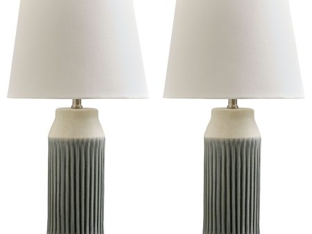 Afener - Blue   Beige - Ceramic Table Lamp (Set of 2) on Sale