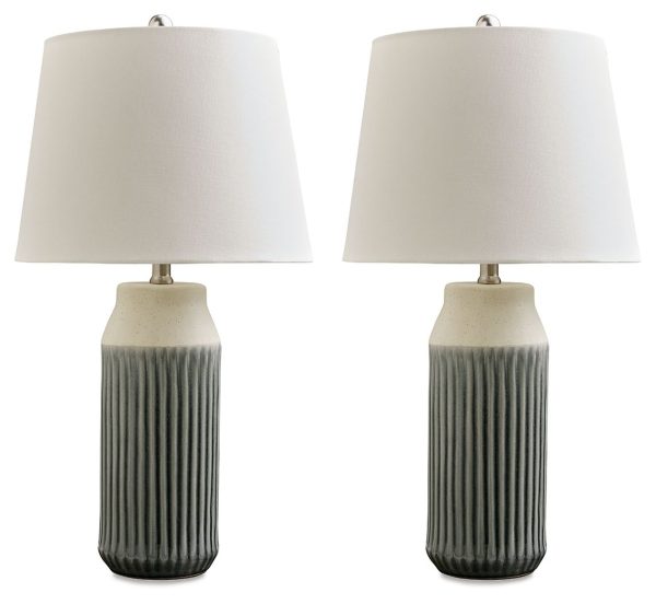 Afener - Blue   Beige - Ceramic Table Lamp (Set of 2) on Sale