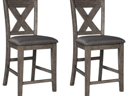 Caitbrook - Gray - Upholstered Barstool (Set of 2) Online now