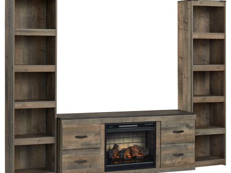 Trinell - Brown - 3-Piece Entertainment Center With Electric Fireplace Online Hot Sale