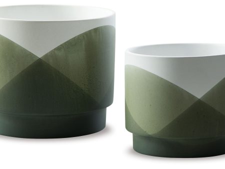 Ardenridge - Green   White - Planter Set (Set of 2) For Cheap