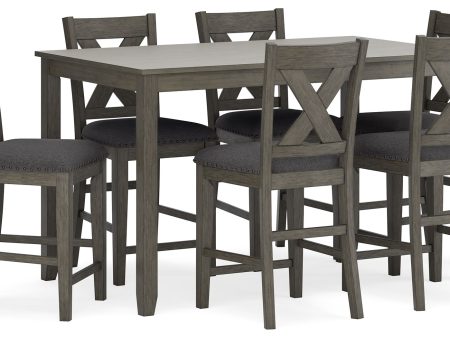 Caitbrook - Gray - Rect Drm Counter Table Set (Set of 7) Online Sale