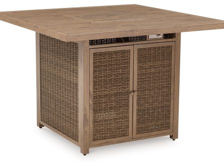 Walton Bridge - Driftwood - Square Bar Table W Fire Pit Cheap