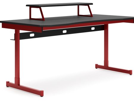 Lynxtyn - Red   Black - Home Office Desk with Raised Monitor Stand Discount