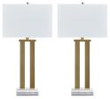 Coopermen - Gold Finish   White - Metal Table Lamp (Set of 2) For Cheap