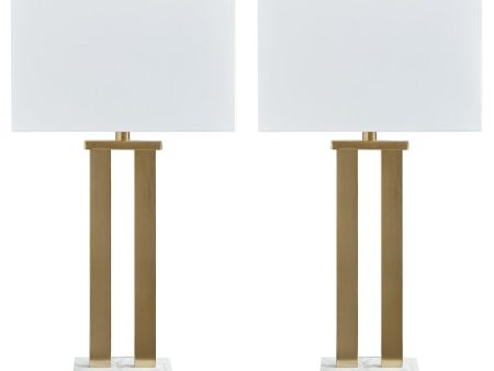 Coopermen - Gold Finish   White - Metal Table Lamp (Set of 2) For Cheap