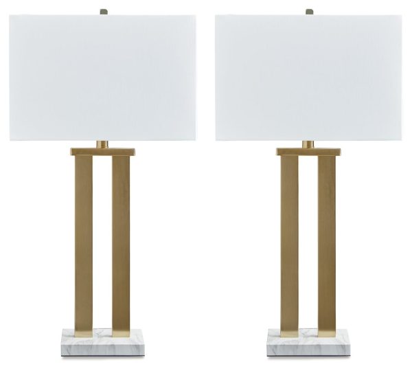 Coopermen - Gold Finish   White - Metal Table Lamp (Set of 2) For Cheap