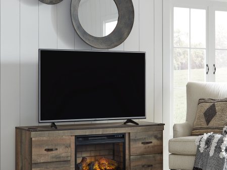 Trinell - Brown - TV Stand With Electric Fireplace Online